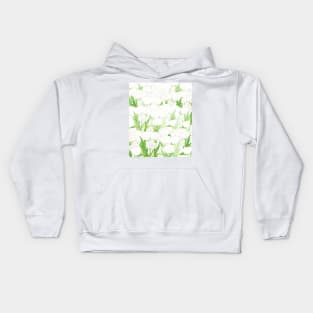 white tulip pattern Kids Hoodie